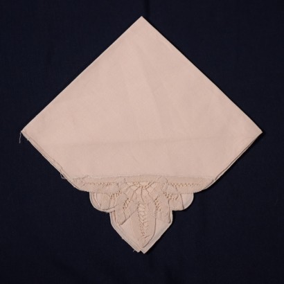 Round Tablecloth with 8 Napkins Flax Italy 20th Century