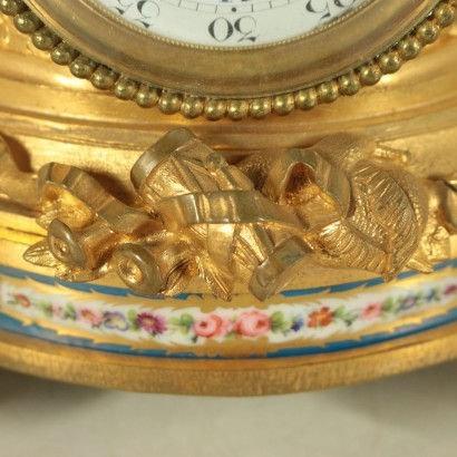 Table Clock Gilded Bronze Porcelain France 19th Century