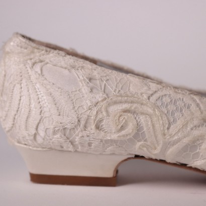 Vintage White Lace Shoes Italy 1980s-1990s