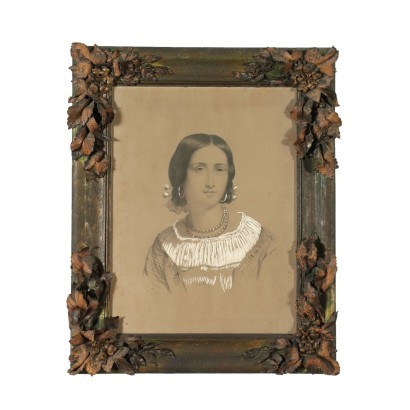 Portrait d'une Jeune Femme Dessin Italie 1858
