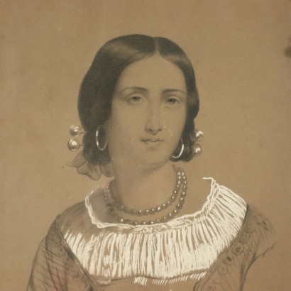 arte, arte italiano, pintura italiana del siglo XIX, Retrato de una mujer joven 1858