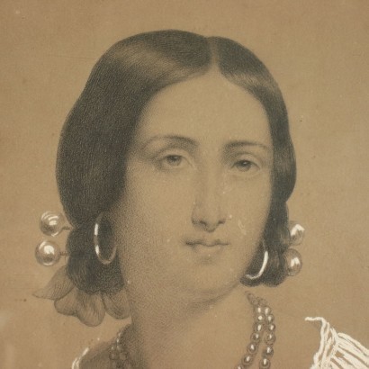 arte, arte italiana, pittura ottocento italiana,Ritratto di Giovane Donna 1858