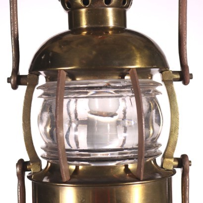 Lanterne de Navire Laiton Verre - France XX Siècle.