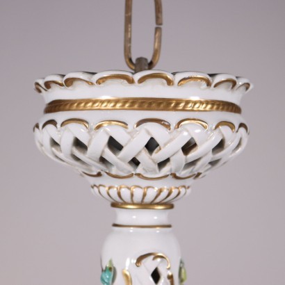 Capodimonte Revival Chandelier Glazed Ceramic Italy 20th Century