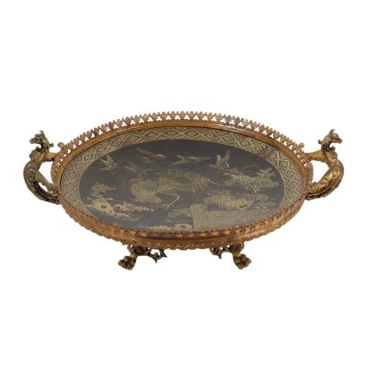 Antike Platte aus Bronze Blumendekorationen Italien des XIX Jhs
