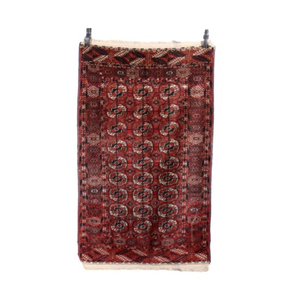 Antique Bukhara Carpet Wool Thin Knot Turkmenistan 60x35 In