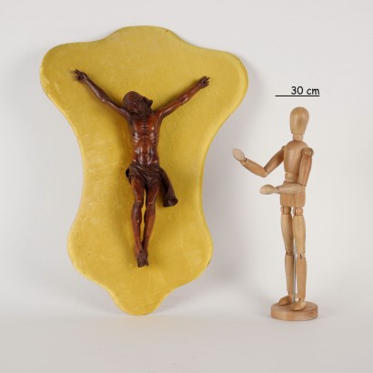 Christ Crucifié Bois Tissu Italie XIX Siècle
