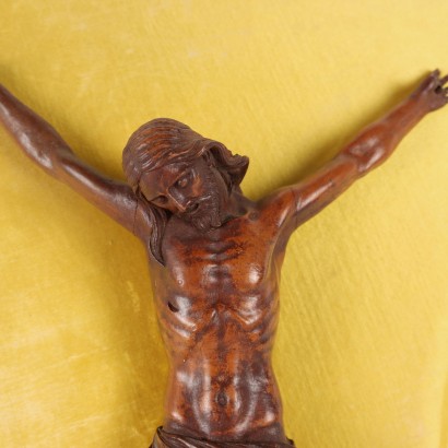 Christ Crucifié Bois Tissu Italie XIX Siècle