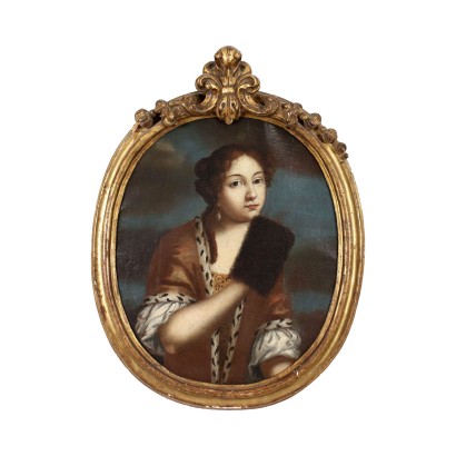 Portrait de Femme au Manchon XVIIIe Siècle