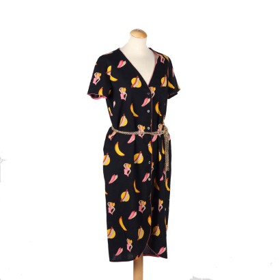Pop Art Style Dress Cotton Italy 1970s-1980s Size 6
