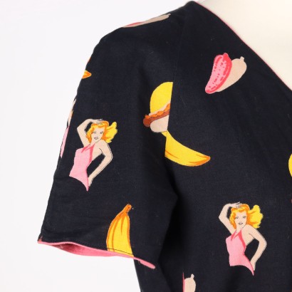 Robe Vintage Style Pop Art Coton Taille 42 - Italie Années 1970-1980