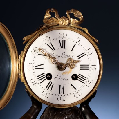 antigüedad, reloj, reloj antiguo, reloj antiguo, reloj italiano antiguo, reloj antiguo, reloj neoclásico, reloj del siglo XIX, reloj de péndulo, reloj de pared, Tríptico con Reloj y Par de Cand
