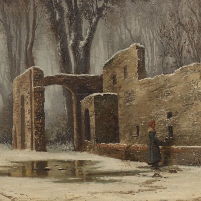 Mentore Silvani Öl auf Leinwand Italien 1872