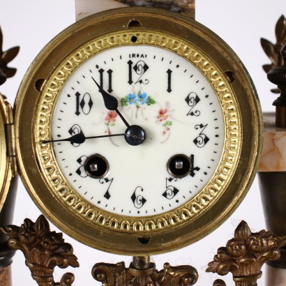 antigüedades, reloj, reloj antigüedades, reloj antiguo, reloj italiano antiguo, reloj antiguo, reloj neoclásico, reloj del siglo XIX, reloj de péndulo, reloj de pared, Tríptico Reloj Mármol y Bronce