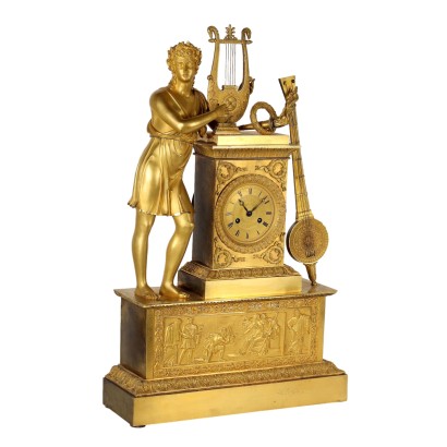 antigüedades, reloj, reloj antigüedades, reloj antiguo, reloj italiano antiguo, reloj antiguo, reloj neoclásico, reloj del siglo XIX, reloj de péndulo, reloj de pared, Reloj de pie de bronce dorado