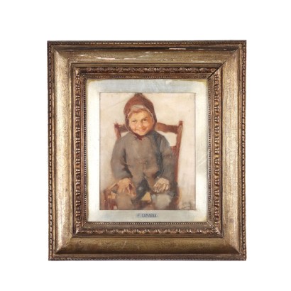 arte, arte italiano, pintura italiana del siglo XX, Francesco Camarda, Retrato de niño, Francesco Camarda