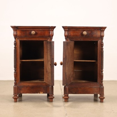 Pair of Louis Philippe Bedside Tables Walnut Italy XIX Century
