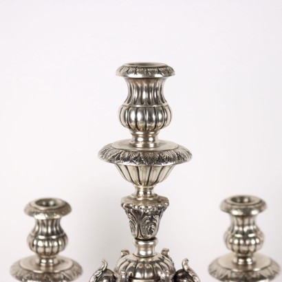 antigüedades, candelero, candelero antigüedades, candelero antiguo, candelero italiano antiguo, candelero antiguo, candelero neoclásico, candelero del siglo XIX, par de candelabros de plata en Sett