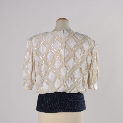 Vintage Pullover Organza Gr. M Italien 1980er