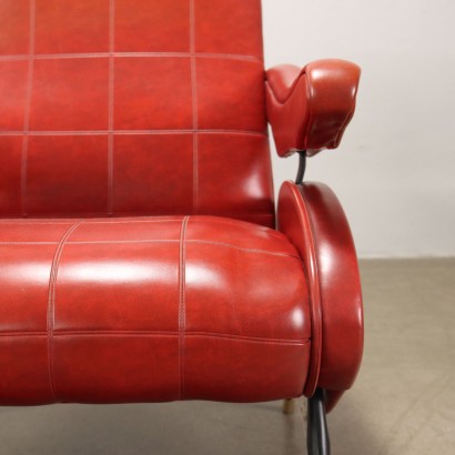 Pair of Reclining Armchairs Leatherette Italy 1960s