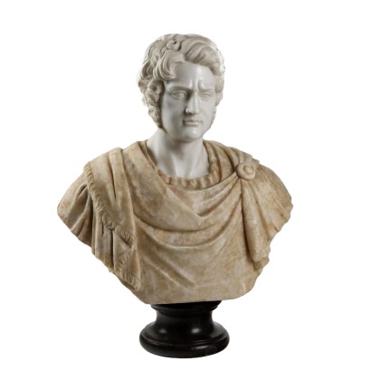 Buste d'Empereur Romain en Marbre Blanc Italie XXe Siècle