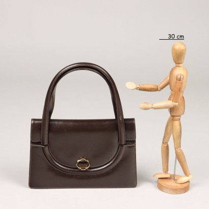 Vintage Gucci Handtasche aus Braunes Leder Italien der 1950er Jahre